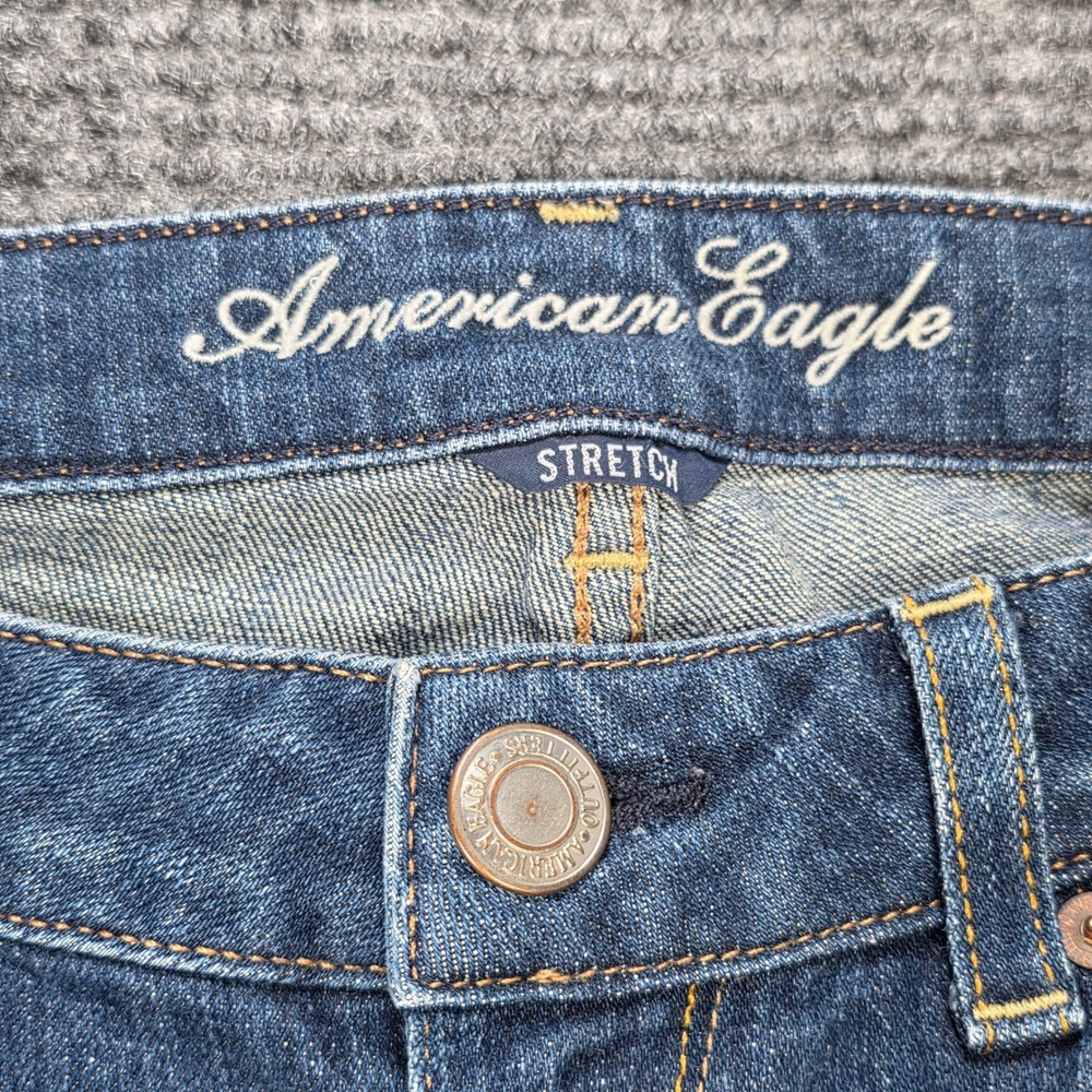 American Eagle Stretch Straight Leg Jeans Womens Size 6 Regular Medium Wash Blue - Picture 3 of 10